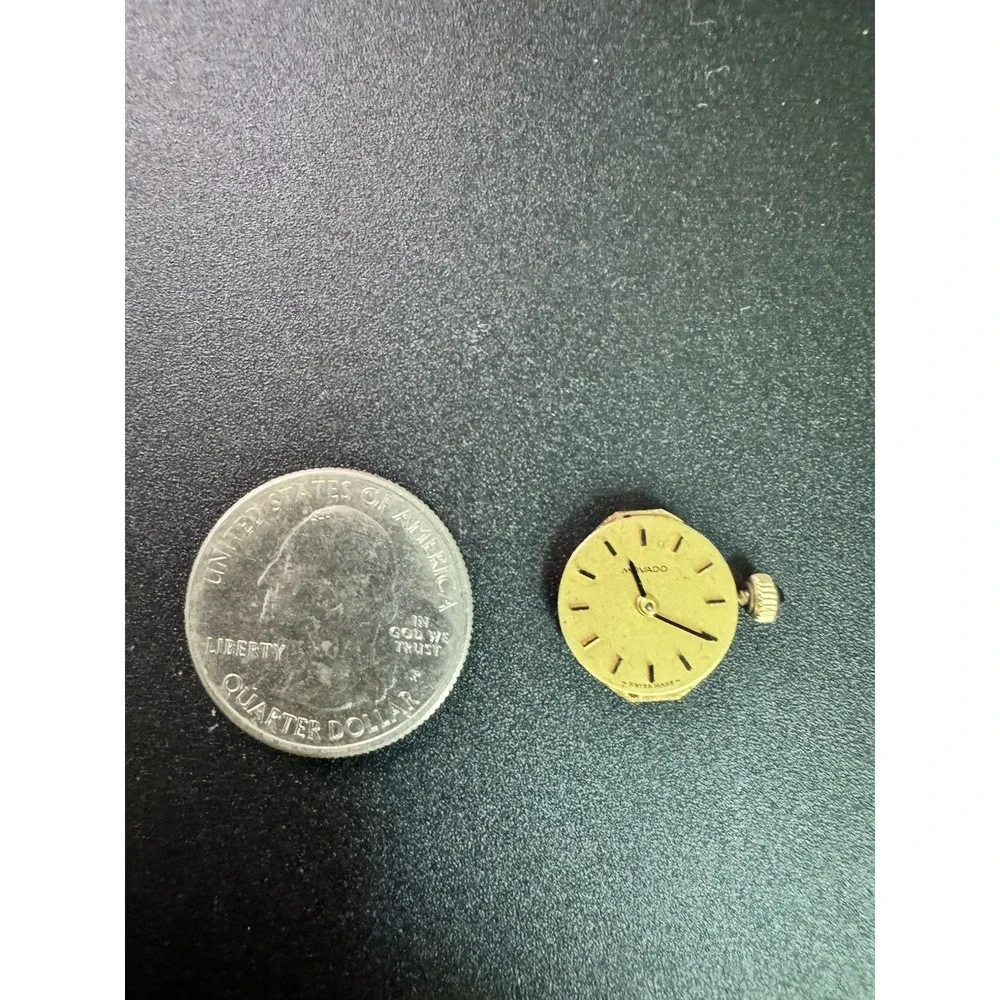 Movado‎ Vintage Watch Movement Gold Dial Ronda 4 Jewels Swiss Made Untested